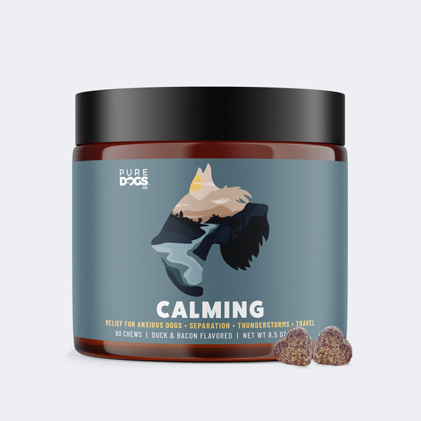 Pure Calming Chews for Dogs - Hemp, Chamomile & Melatonin for Anxiety, Stress & Relaxation - 90 count